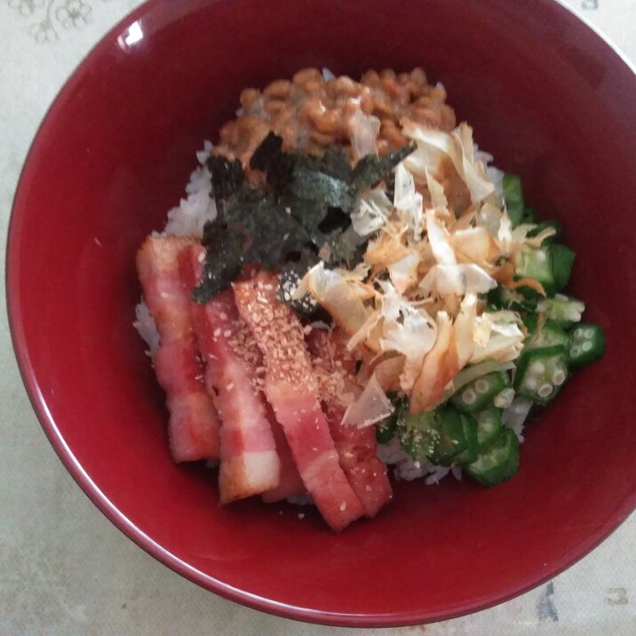 ベーコンとネバネバ丼 レシピ 作り方 By Jun 楽天レシピ